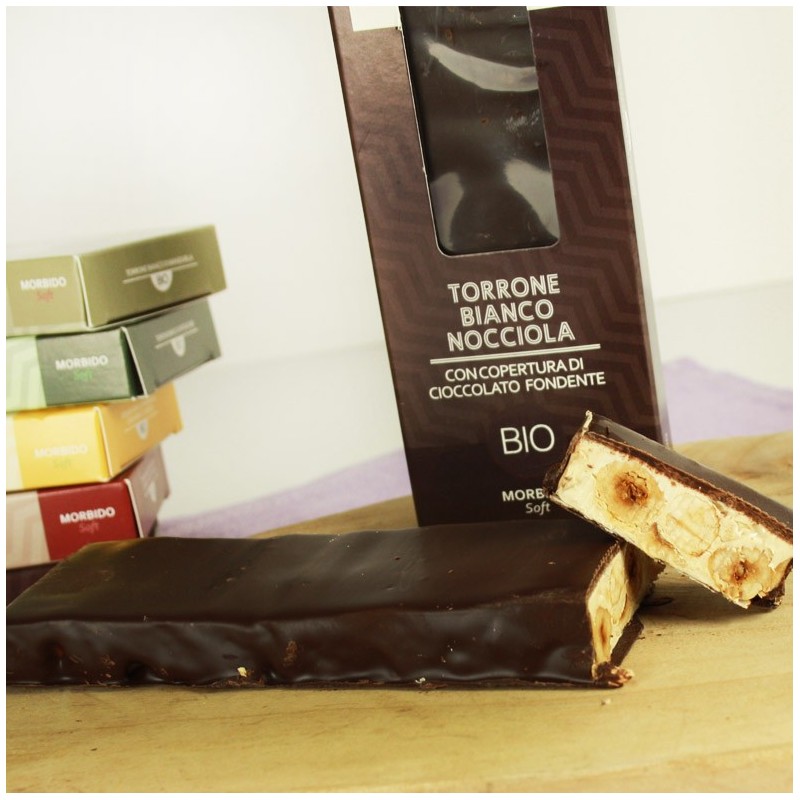 Torrone bianco di nocciola ricoperto al cioccolato fondente BIO | SaporVita